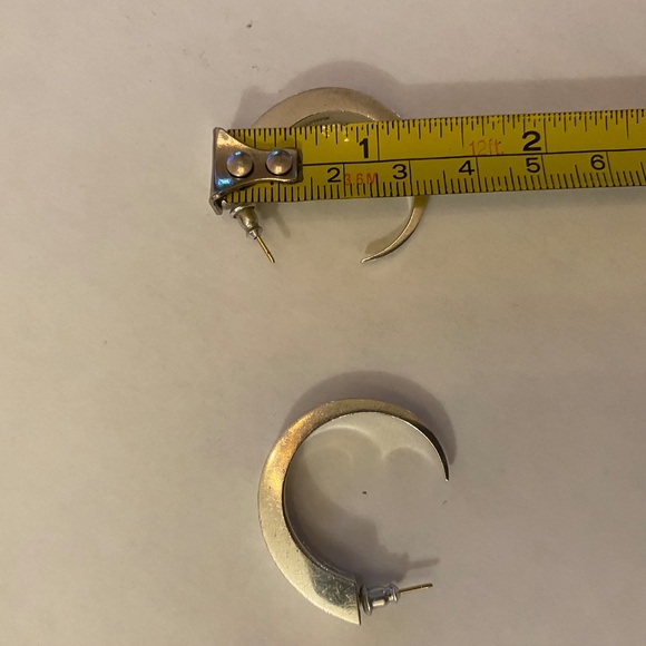 Sterling Silver Spike Hoop Earrings 1.5" - Picture 5 of 8